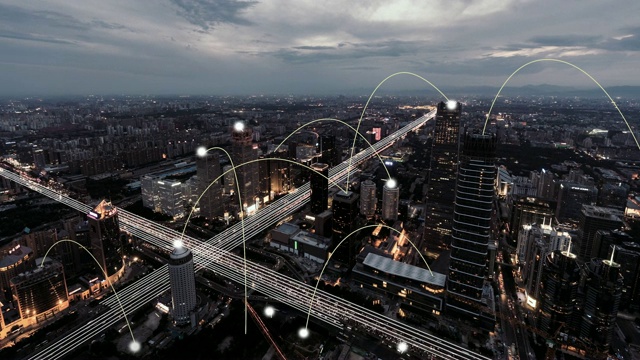 详情图-T/L,WS,View,of,City,Network,of,Beijing,Skyline，从白天到夜晚
