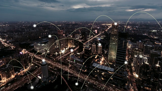 详情图-T/L,WS,View,of,City,Network,of,Beijing,Skyline，从白天到夜晚