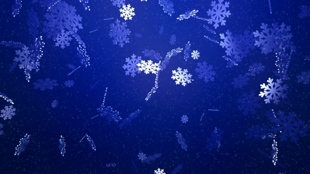 梦幻般的冬日雪花飘落