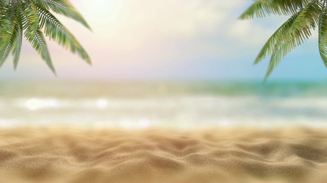 详情图-海边的棕榈树。热带及海洋海滩
