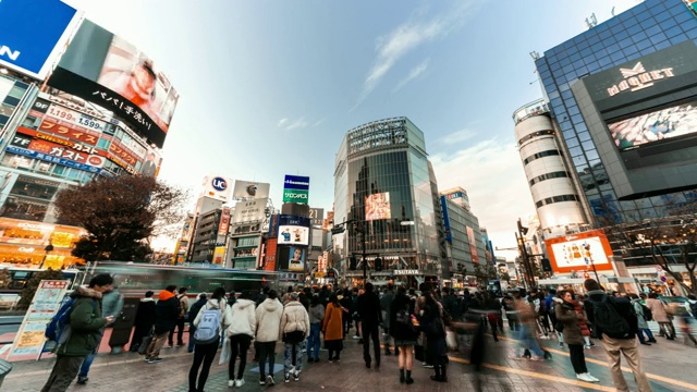 详情图-4K超高清延时拍摄涉谷斑马线，人潮拥挤，汽车交通穿越十字路口。东京旅游景点地标，日本旅游，或亚洲城市生活理念