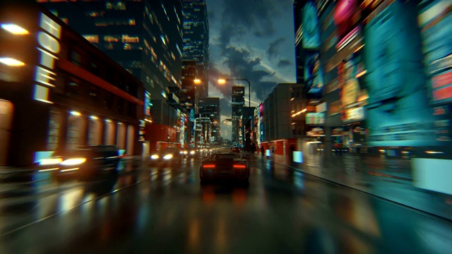详情图-3d假视频游戏。赛车模拟。夜晚的城市。灯雨后。第2部分。