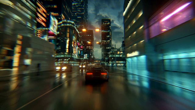 详情图-3d假视频游戏。赛车模拟。夜晚的城市。灯雨后。第2部分。