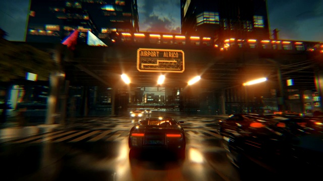 详情图-3d假视频游戏。赛车模拟。夜晚的城市。灯雨后。第2部分。