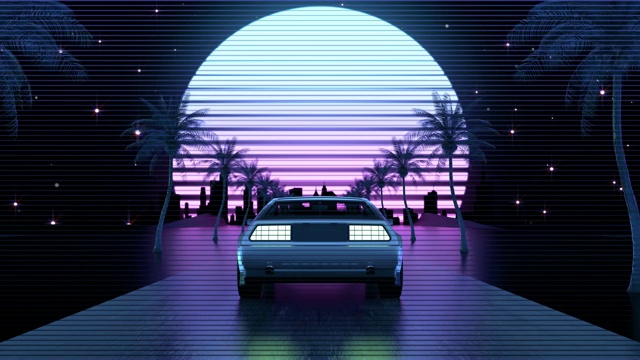 复古未来的80年代风格的车