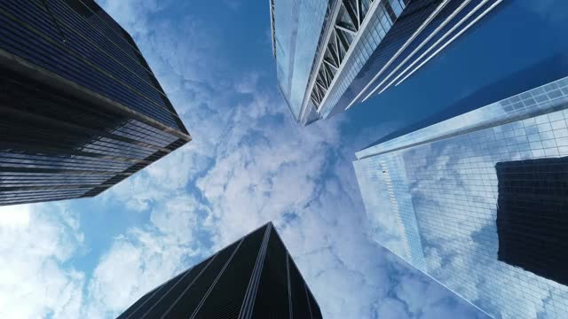 现代办公建筑低角度视图