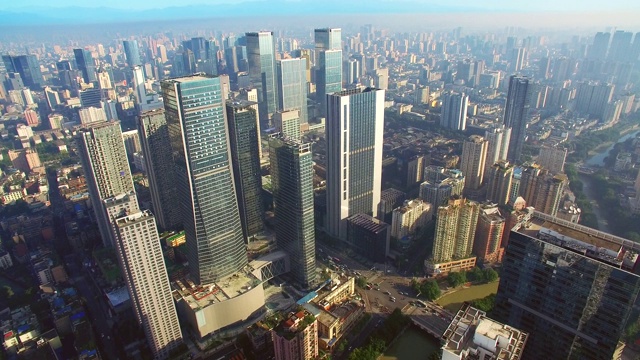航拍中国四川成都的城市景观
