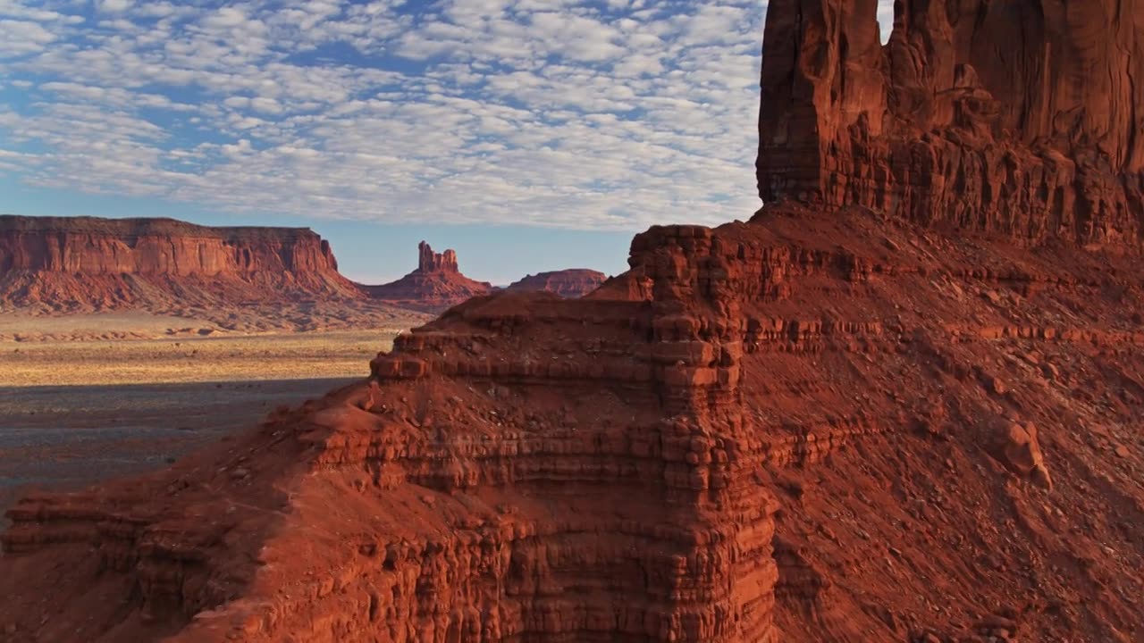 詳情圖-Mitten,Butte，紀(jì)念碑谷在日出-空中