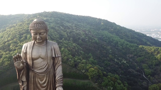 中国江苏省无锡市灵山佛教景区鸟瞰图