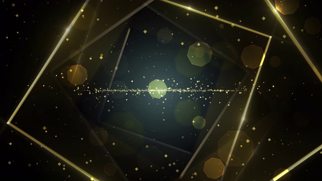 金色虚拟抽象背景空间隧道与霓虹灯线灯。