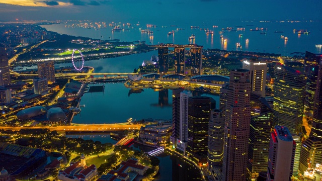 详情图-从夜到日，新加坡商业区的太阳升起时的景象