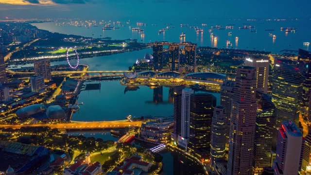 详情图-从夜到日，新加坡商业区的太阳升起时的景象