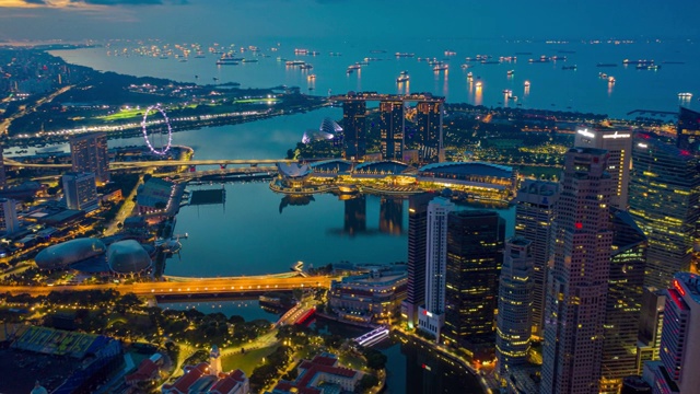 详情图-从夜到日，新加坡商业区的太阳升起时的景象