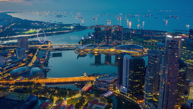 详情图-从夜到日，新加坡商业区的太阳升起时的景象