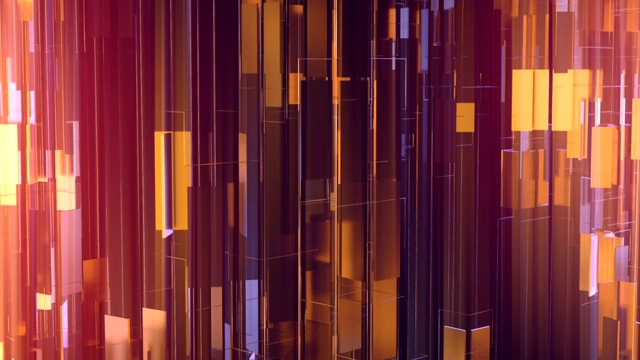 详情图-金色闪亮的金属矩形围绕垂直轴旋转。豪华的运动图形背景。3,d渲染。高清分辨率。