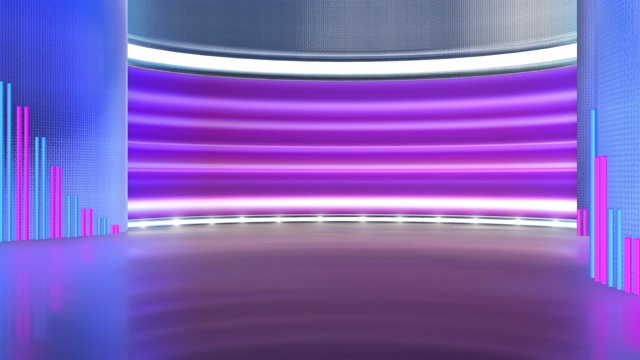 电视演播室，虚拟演播室。理想的绿色丝网合成。