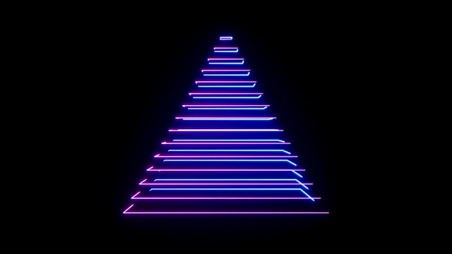 4K抽象数字霓虹金字塔。