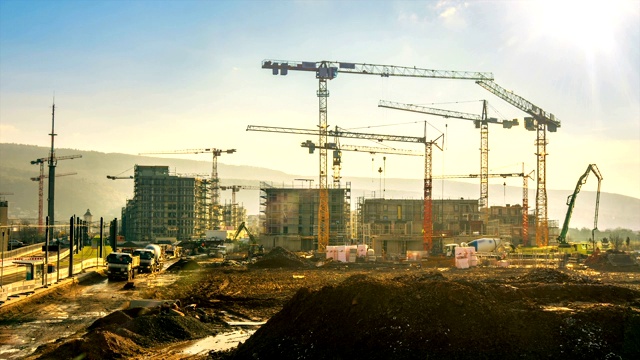 一个大型建筑工地的延时录像