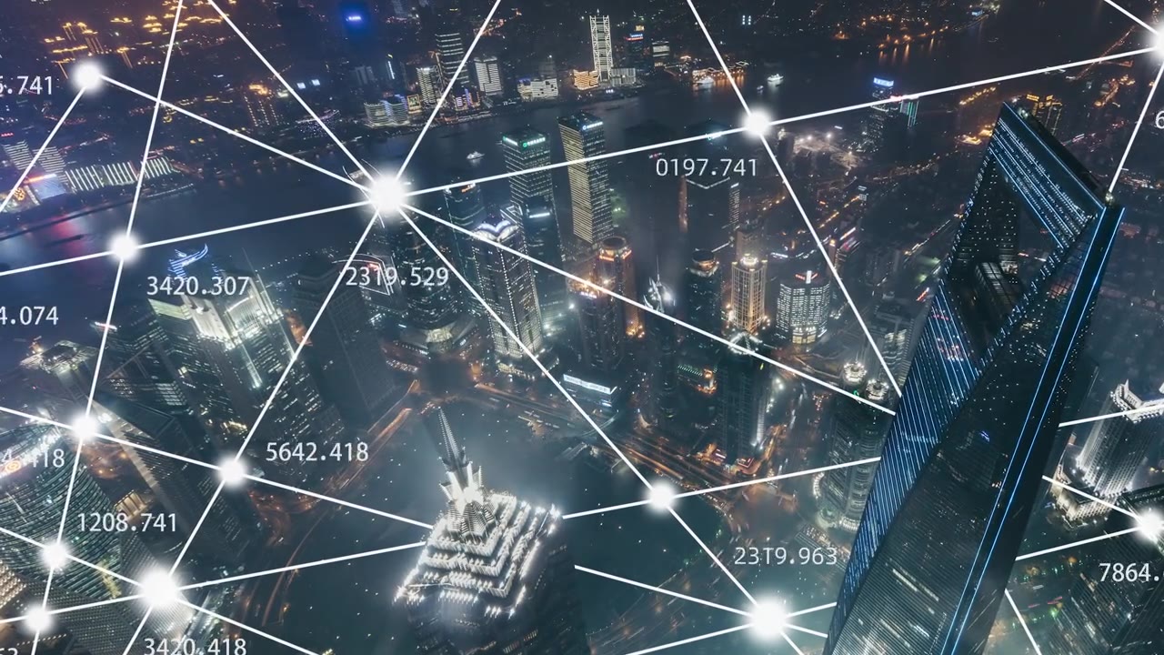 详情图-T/L,ZI夜景上海城市网络鸟瞰图