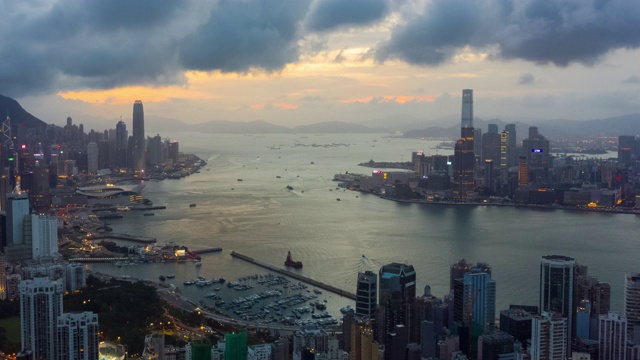 日以繼夜的香港城市天際線放大