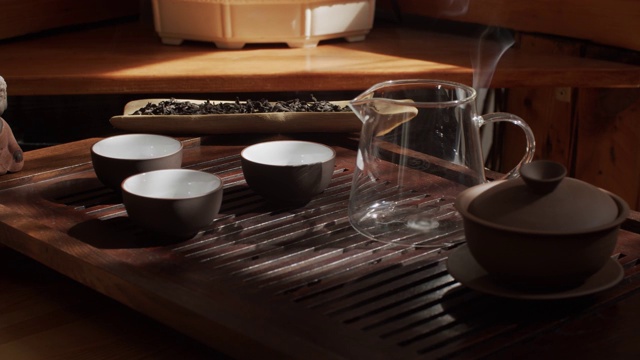 4k中國(guó)茶道準(zhǔn)備慢動(dòng)作靜物視頻拍攝