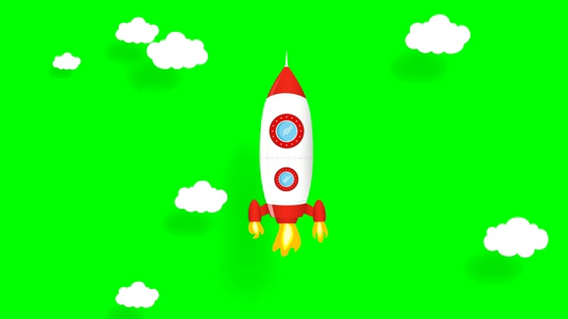 4 k火箭发射。绿色屏幕视频运动。宇宙飞船起飞进入太空的概念。色度键