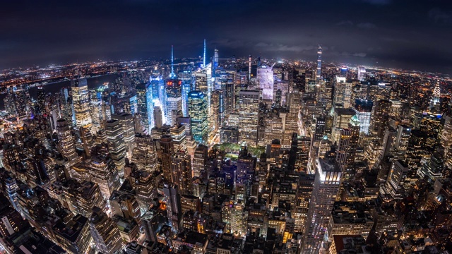 T/L WS HA ZO鱼眼夜景曼哈顿中城/纽约市，美国