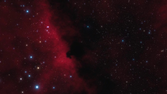 宇宙飞船在太空中靠近猎户座星云。银河系中有数十亿颗恒星。美丽的红色星云和星团