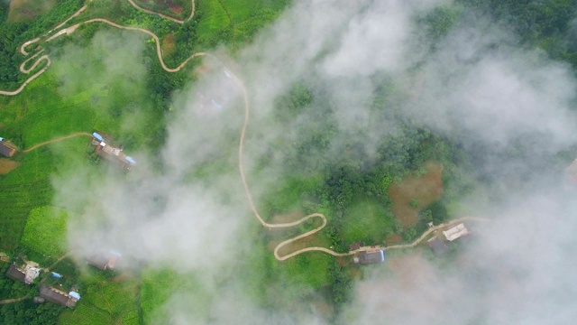 详情图-秦岭山村鸟瞰图，陕西，中国。