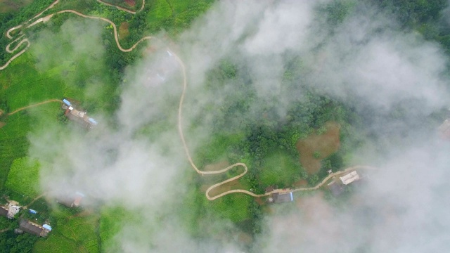 详情图-秦岭山村鸟瞰图，陕西，中国。