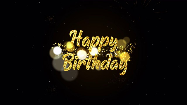 4K生日贺卡，明亮的魔术粒子火花晚上庆祝，祝愿，事件，消息，节日，节日