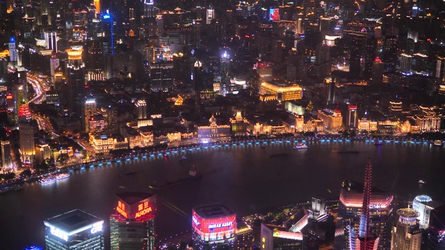 详情图-上海夜景鸟瞰图，70国庆灯光秀，4k镜头，延时视频。