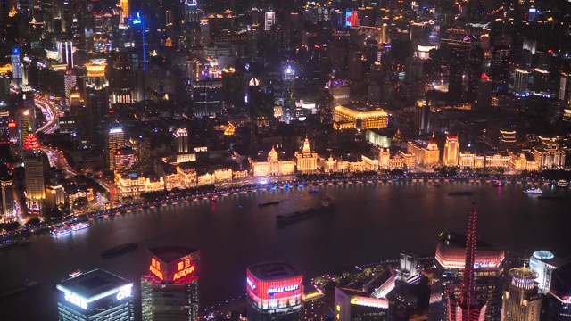 详情图-上海夜景鸟瞰图，70国庆灯光秀，4k镜头，延时视频。