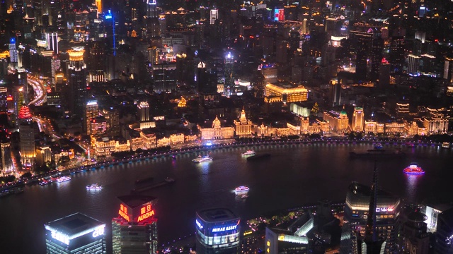 详情图-上海夜景鸟瞰图，70国庆灯光秀，4k镜头，延时视频。