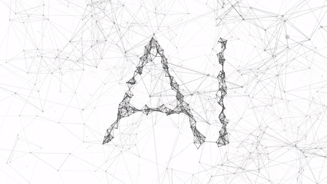 詳情圖-人工智能-,AI字母-概念。4k抽象數(shù)字動(dòng)畫3d，計(jì)算機(jī)，大腦，智能，機(jī)器學(xué)習(xí)，技術(shù)，連接。