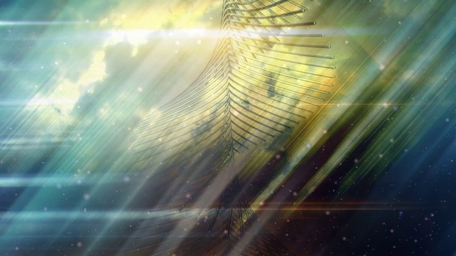 螺旋樓梯天堂在多云的天空與光線- 4K無縫循環(huán)運動背景動畫