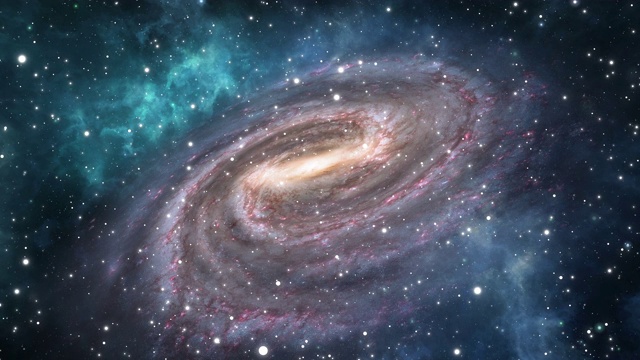 詳情圖-在宇宙中旋轉(zhuǎn)的螺旋星系-有星星和云的空間