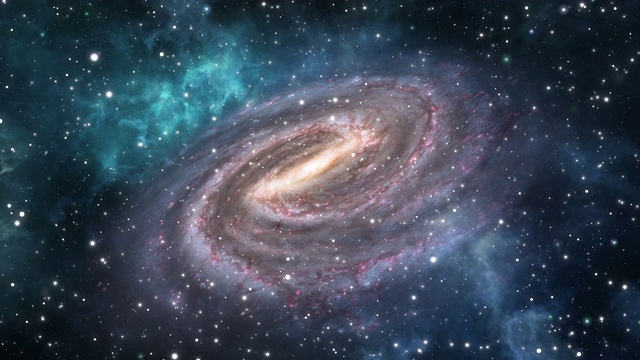 詳情圖-在宇宙中旋轉(zhuǎn)的螺旋星系-有星星和云的空間
