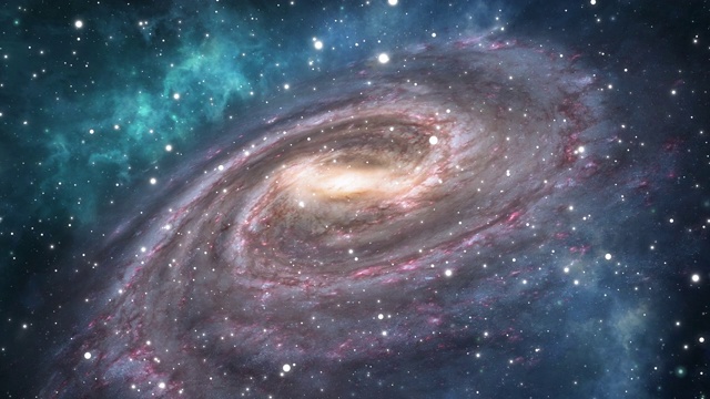 詳情圖-在宇宙中旋轉(zhuǎn)的螺旋星系-有星星和云的空間