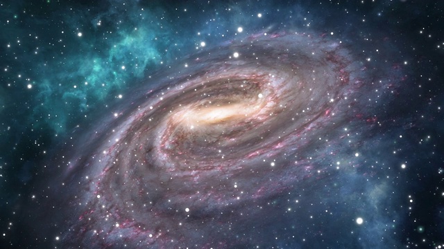 詳情圖-在宇宙中旋轉(zhuǎn)的螺旋星系-有星星和云的空間