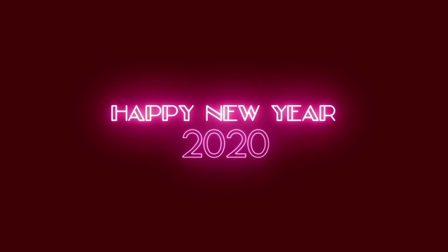 4K新年快乐- 2020动画-粉色背景
