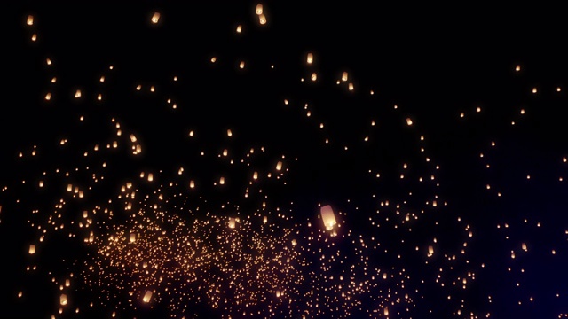 天灯飞向夜空