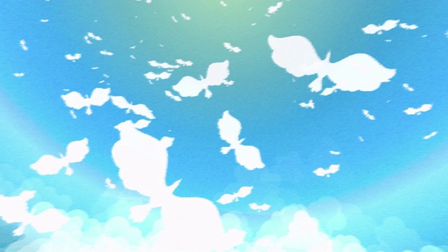 素描，白色的鸟在天空中飞翔[循环]