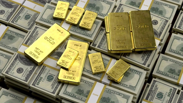 老式钞票上有不同重量种类的黄金。会计。信贷和存款金融业务