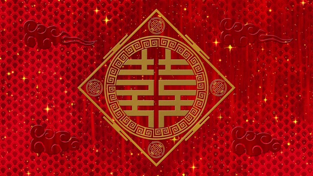 詳情圖-農(nóng)歷新年、春節(jié)以雙喜臨門(mén)為背景，象征彩云、星光閃爍。中國(guó)新年紅紙背景活動(dòng)。3,d渲染動(dòng)畫(huà)。無(wú)縫循環(huán)4k視頻