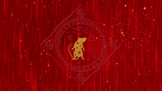 詳情圖-農(nóng)歷新年，春節(jié)背景有金鼠、煙花、星星。春節(jié)動畫節(jié)日活動。3D渲染無縫循環(huán)4k視頻