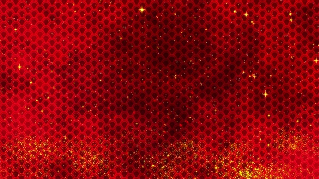 詳情圖-紅色的中國新年背景，金色的星星閃閃發(fā)光，還有龍的圖案。3D渲染可循環(huán)動(dòng)畫4k。魔幻新年快樂動(dòng)畫