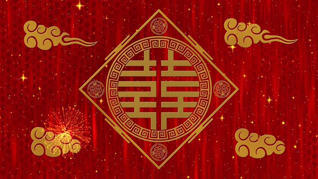 詳情圖-農(nóng)歷新年、春節(jié)以雙喜臨門為背景，象征彩云、星光閃爍。中國(guó)新年紅紙背景活動(dòng)。3,d渲染動(dòng)畫。無(wú)縫循環(huán)4k視頻