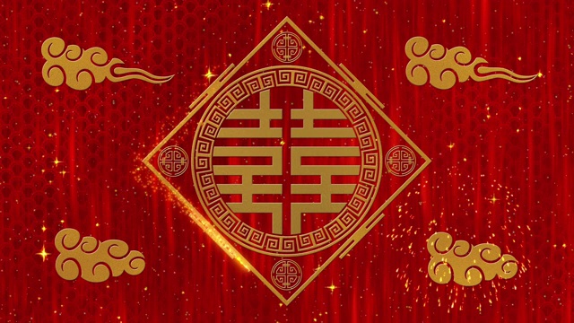 詳情圖-農(nóng)歷新年、春節(jié)以雙喜臨門為背景，象征彩云、星光閃爍。中國(guó)新年紅紙背景活動(dòng)。3,d渲染動(dòng)畫。無(wú)縫循環(huán)4k視頻