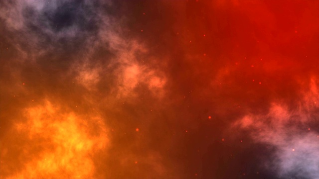 火焰在壁炉中燃烧。火星在熊熊燃烧的火焰中围绕着树枝飞舞
